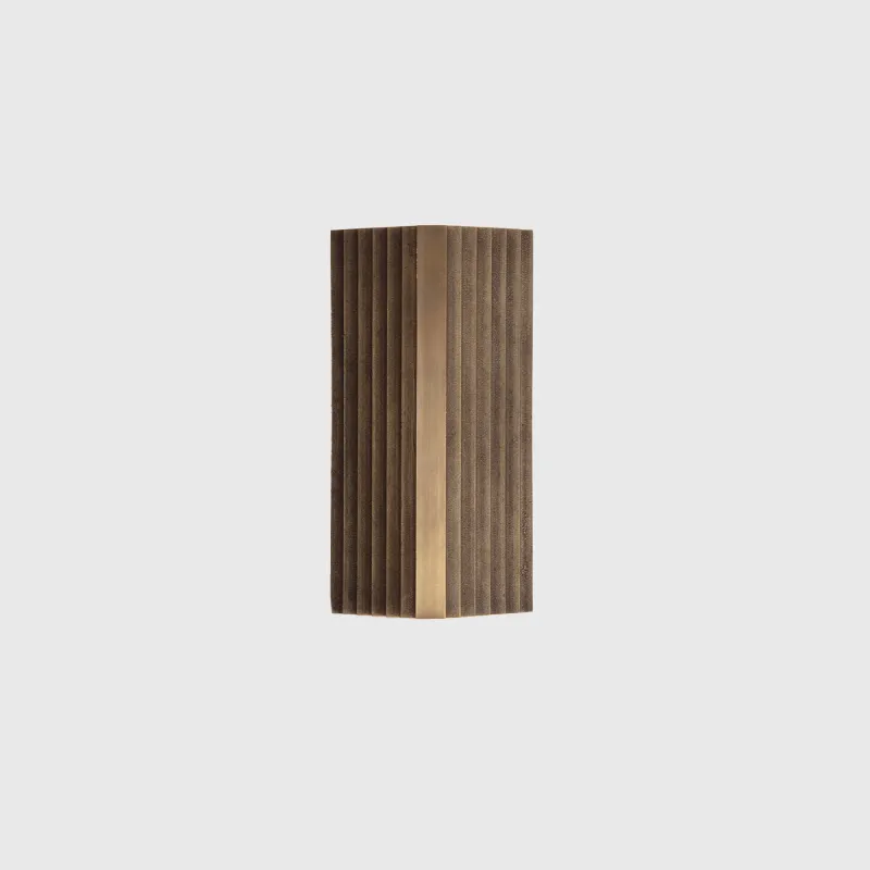 Industrial Reeded Brass Outdoor Wall Light