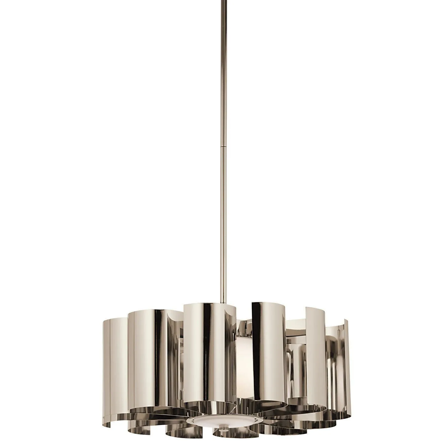 Kichler Lighting 42835 PN Ziva Collection One Light Hanging Pendant Chandelier in Polished Nickel Finish