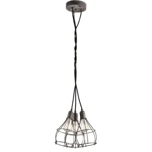 Kichler Lighting 43600 WZC Industrial Cage Three Light Pendant in Weathered Zinc Finish
