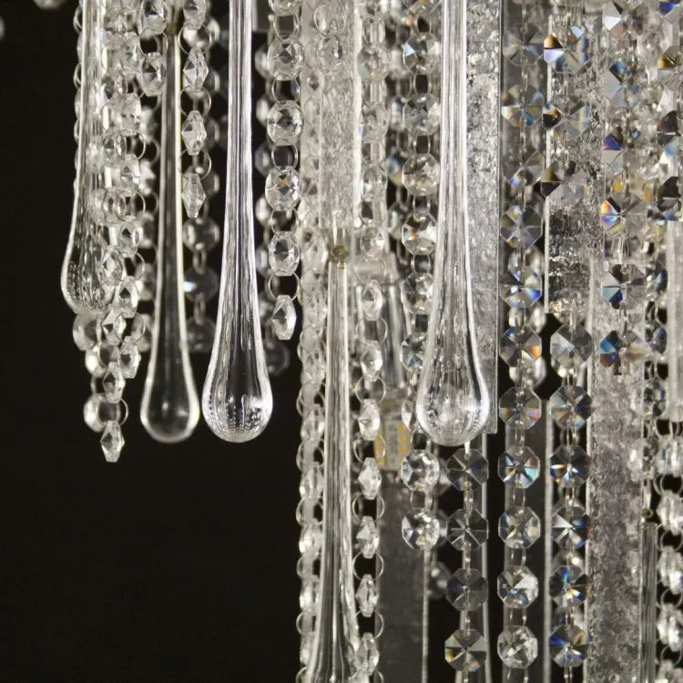 Large Italian Crystal Hallway Chandelier With Delicate Tear Droplets