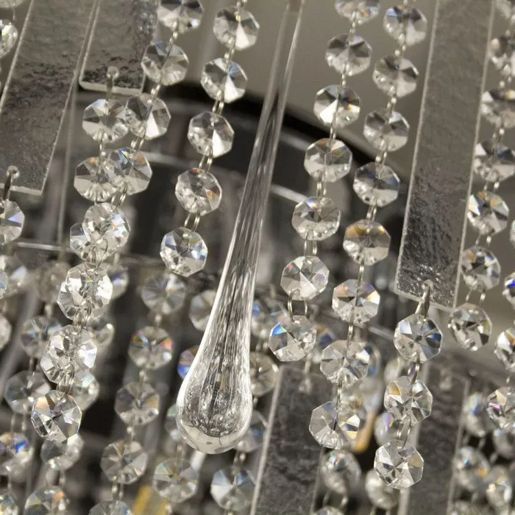 Large Italian Crystal Hallway Chandelier With Delicate Tear Droplets