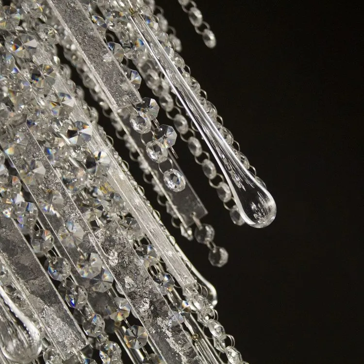 Large Italian Crystal Hallway Chandelier With Delicate Tear Droplets