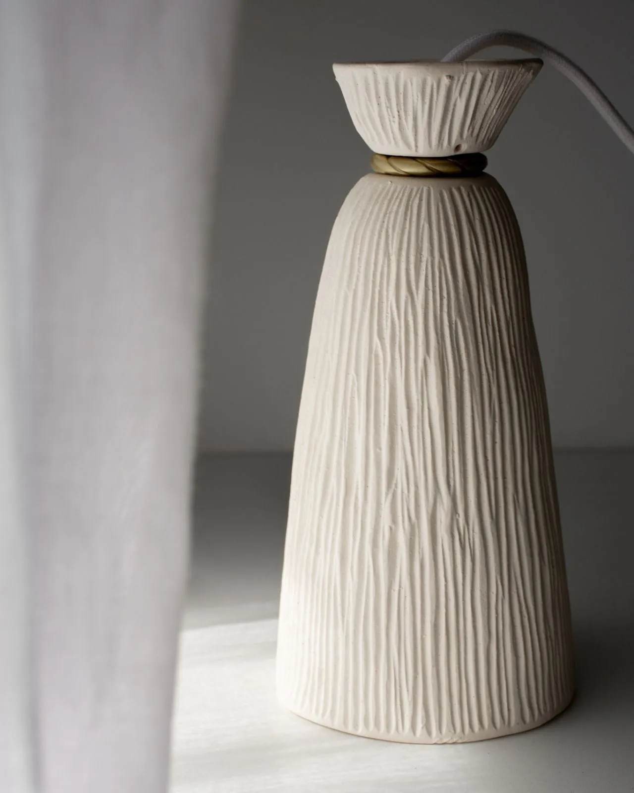 Long Ceramic Grooved Pendant