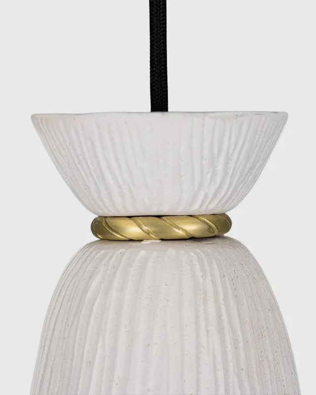 Long Ceramic Grooved Pendant