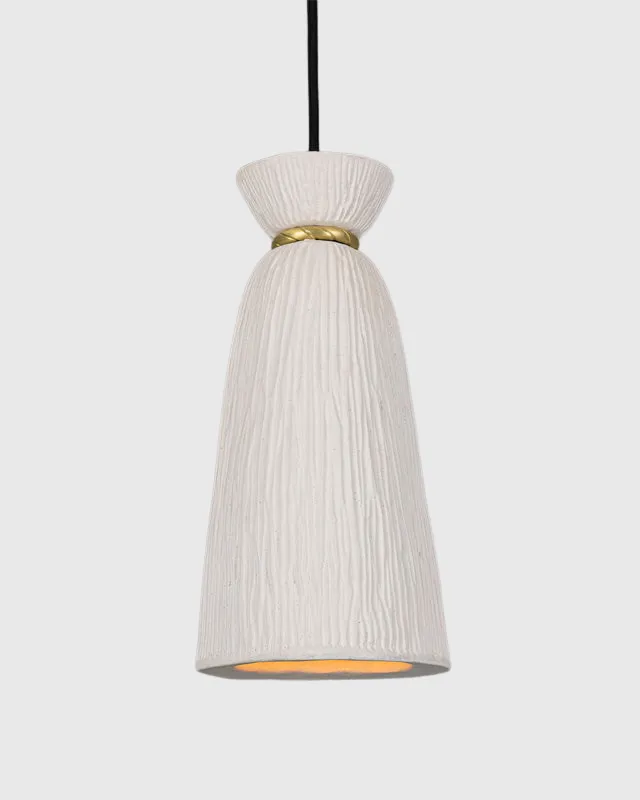 Long Ceramic Grooved Pendant