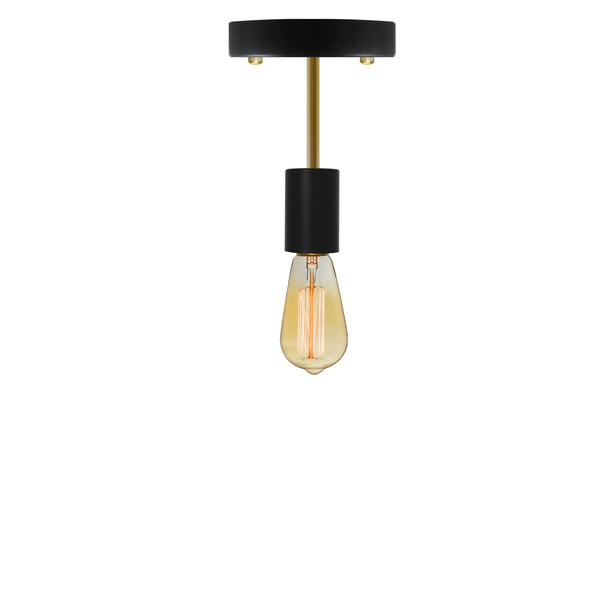 Long Flush Mount: Modern Black and Brass
