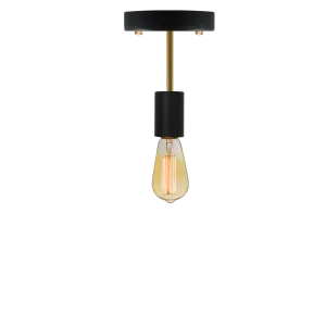 Long Flush Mount: Modern Black and Brass