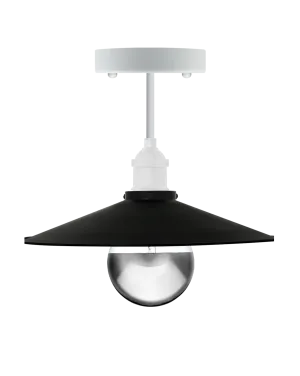 Long Flush Mount: White with Large Black Shade