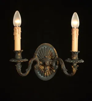 Louis Xv-Style Antiqued Brass Two-Light Wall Sconce