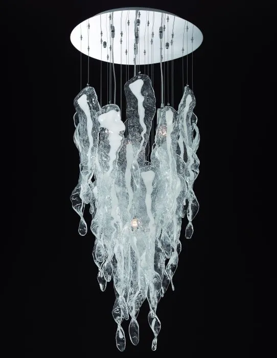 Modernist Mid-Century-Style Piastra Glass Canopy Light