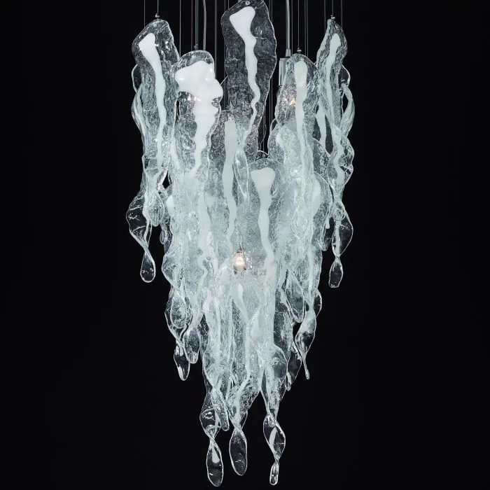 Modernist Mid-Century-Style Piastra Glass Canopy Light