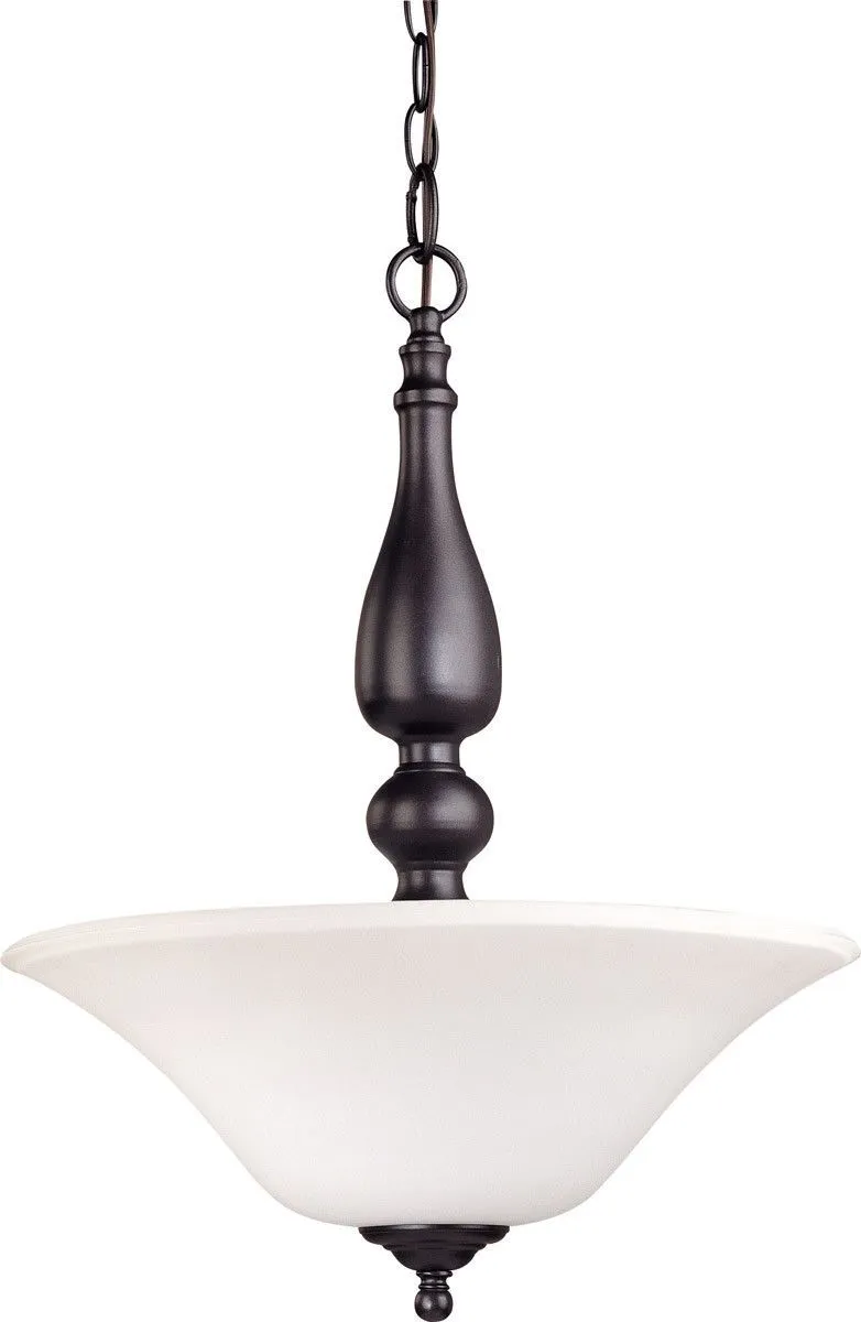 Nuvo Lighting 60-1928 Dupont Collection Three Light Energy Star Efficient GU24 Convertible Semi Flush or Hanging Pendant  in Dark Chocolate Finish