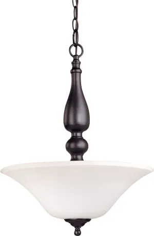 Nuvo Lighting 60-1928 Dupont Collection Three Light Energy Star Efficient GU24 Convertible Semi Flush or Hanging Pendant  in Dark Chocolate Finish
