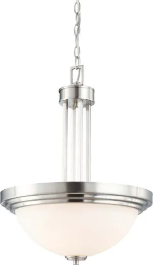 Nuvo Lighting 60-4106 Harmony Collection Three Light Hanging Pendant Chandelier in Brushed Nickel Finish