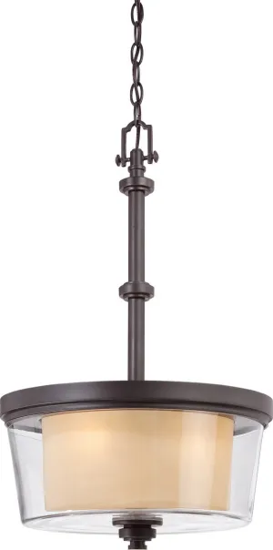 Nuvo Lighting 60-4546 Decker Collection Three Light Hanging Pendant Chandelier in Sudbury Bronze Finish