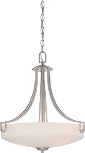 Nuvo Lighting 60-5294 Lola Collection Three Light Hanging Pendant Chandelier in Brushed Nickel Finish