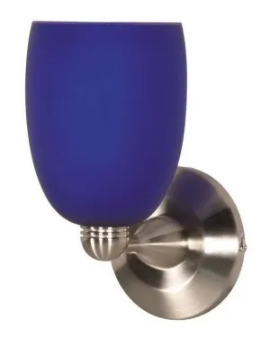 Nuvo Lighting 60-691 One Light Wall Sconce in Brushed Nickel Finish and Cobalt Blue Brandy Glass