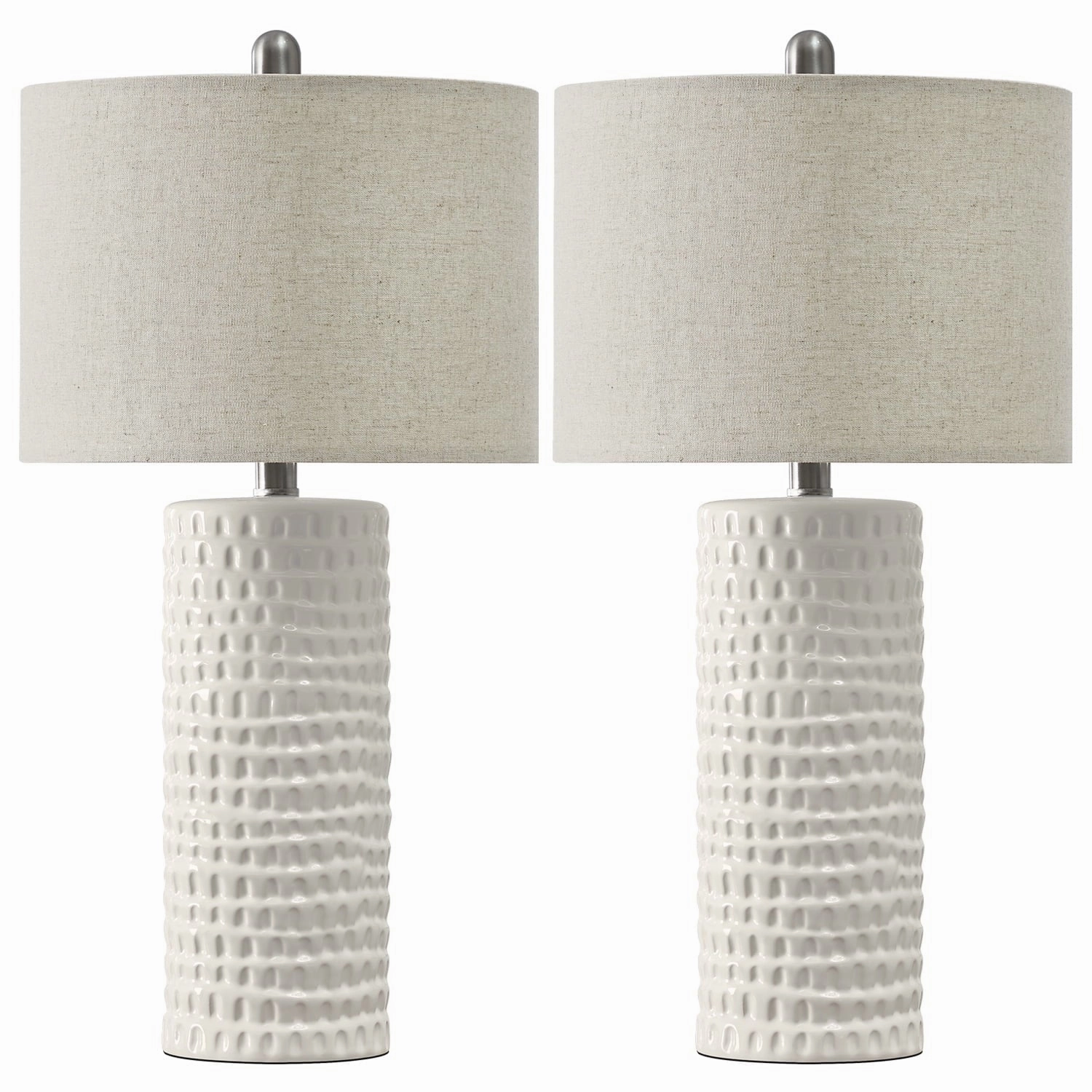 Oneach AMZ-T1062WH Ceramic Table Lamps Set of 2 for Living Room Bedroom