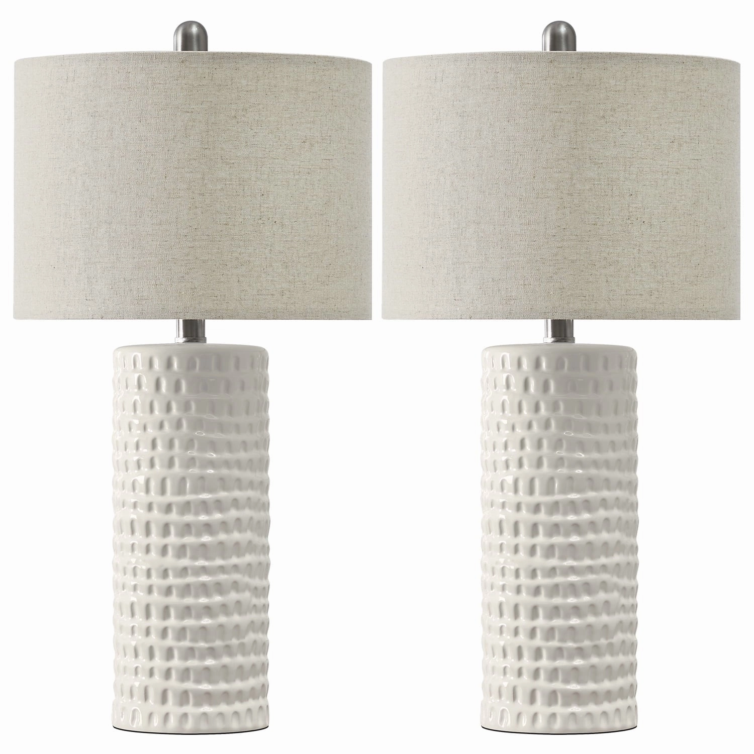 Oneach AMZ-T1062WH Ceramic Table Lamps Set of 2 for Living Room Bedroom