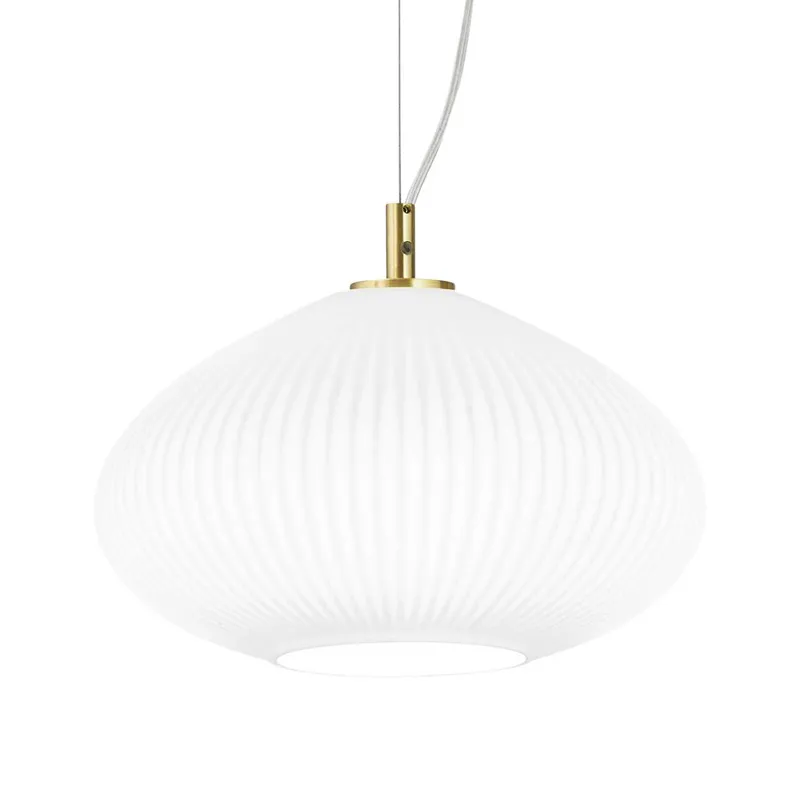 Opal White Textured Glass Pendant