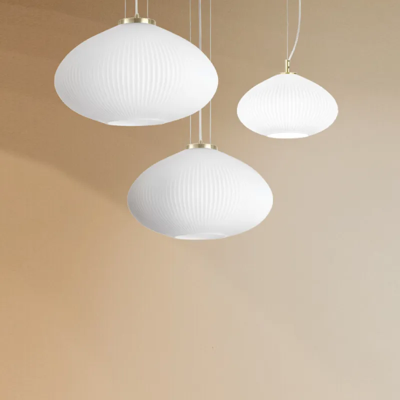 Opal White Textured Glass Pendant