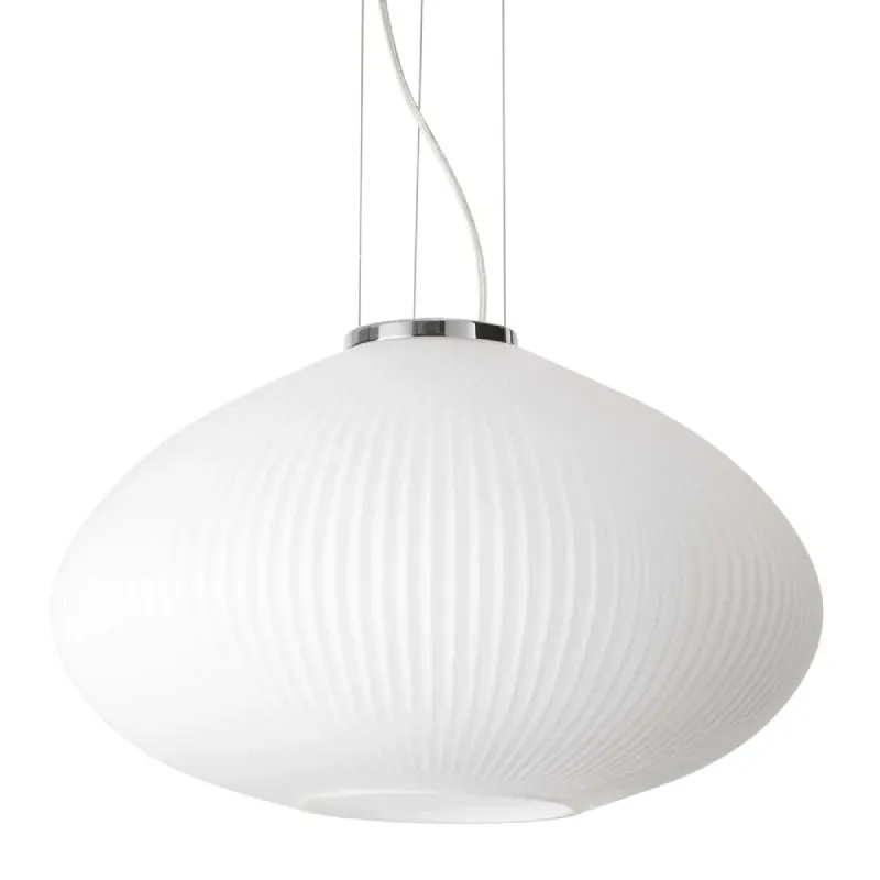 Opal White Textured Glass Pendant