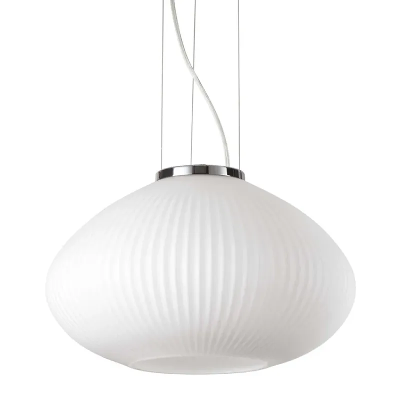 Opal White Textured Glass Pendant