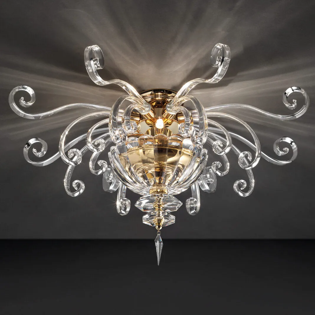 Ornate Italian Glass Flush Ceiling Light