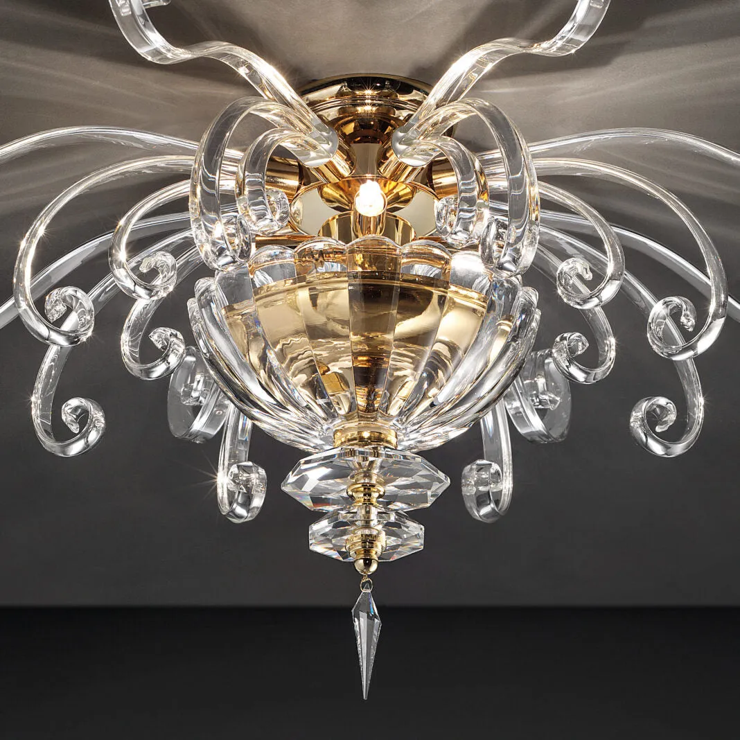 Ornate Italian Glass Flush Ceiling Light