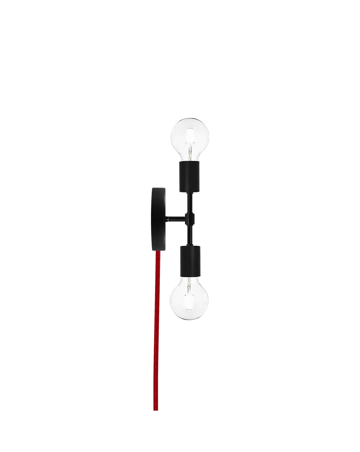 Plug-In Double Wall Sconce: Black and Red