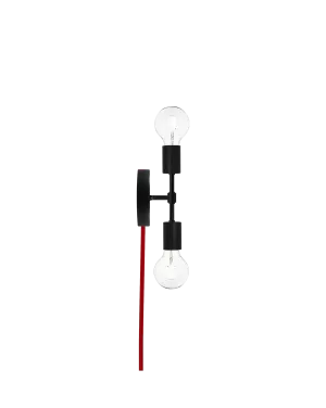 Plug-In Double Wall Sconce: Black and Red