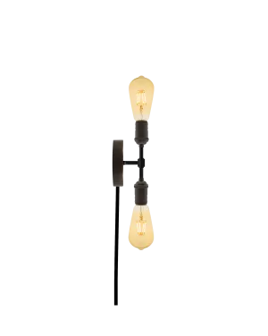 Plug-In Double Wall Sconce: Bronze and Black
