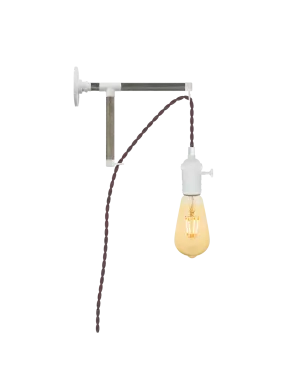 Plug-in L-Bracket Wall Sconce: White and Mauve