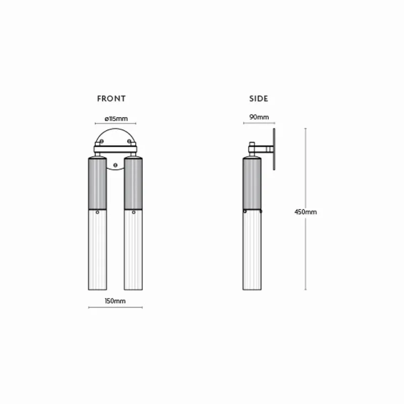 Reeded Glass and Brass Cylindrical Double Wall Light
