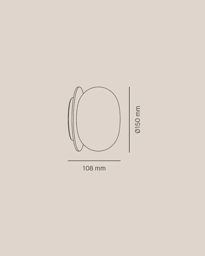 Round Glass and Wood Ceiling or Wall Light