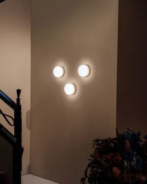 Round Glass and Wood Ceiling or Wall Light
