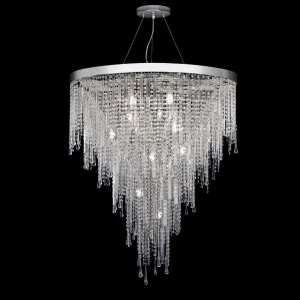 Round Italian Crystal Ceiling Pendant With Elegant Glass Droplets