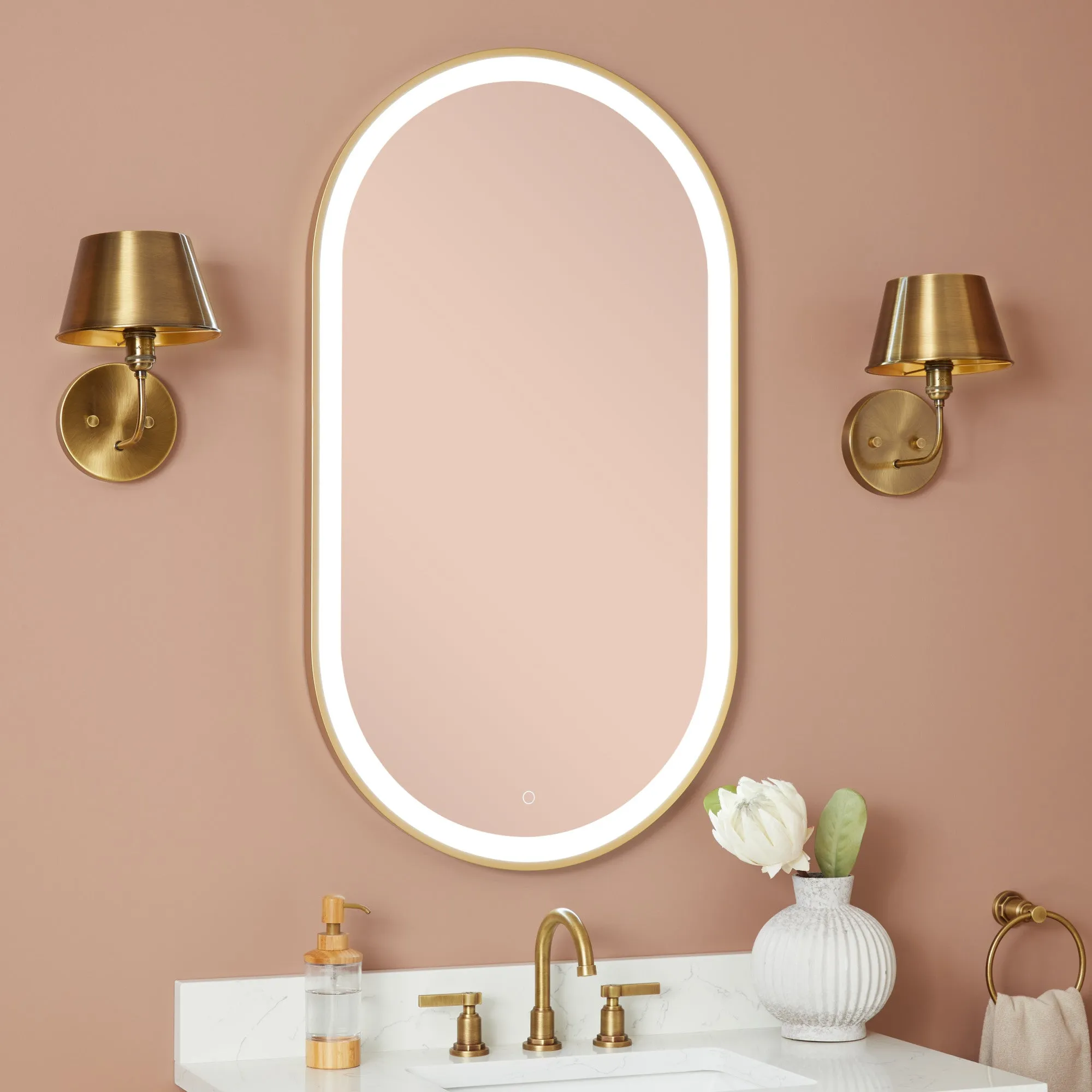 Signature Hardware SH66224040SG Faysel 24" W X 43" H Transitional Oval Framed Bathroom Wall Mirror