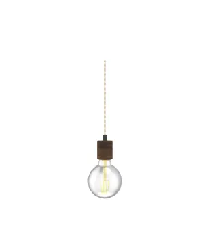 Single Pendant: Beige Twisted and Walnut Wood