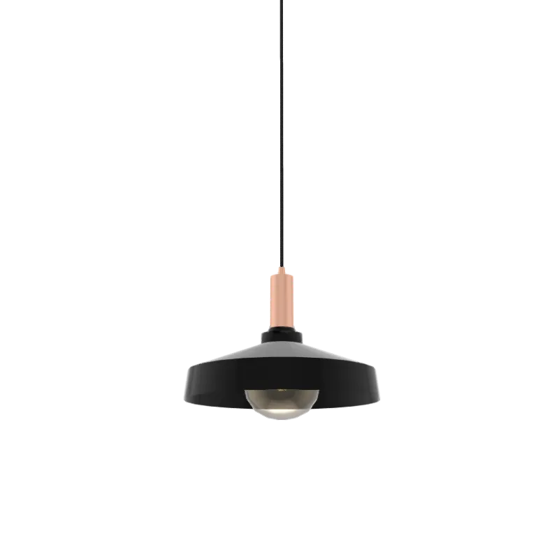 Single Pendant: Black and Copper with Industrial Shade