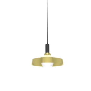 Single Pendant: Brass and Black with Industrial Brass Shade