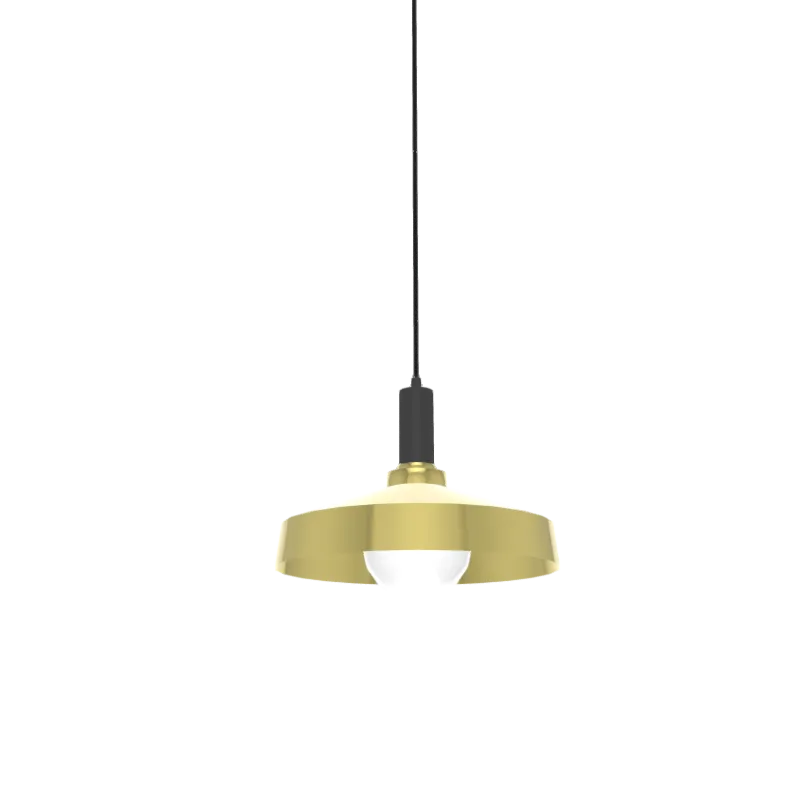 Single Pendant: Brass and Black with Industrial Brass Shade