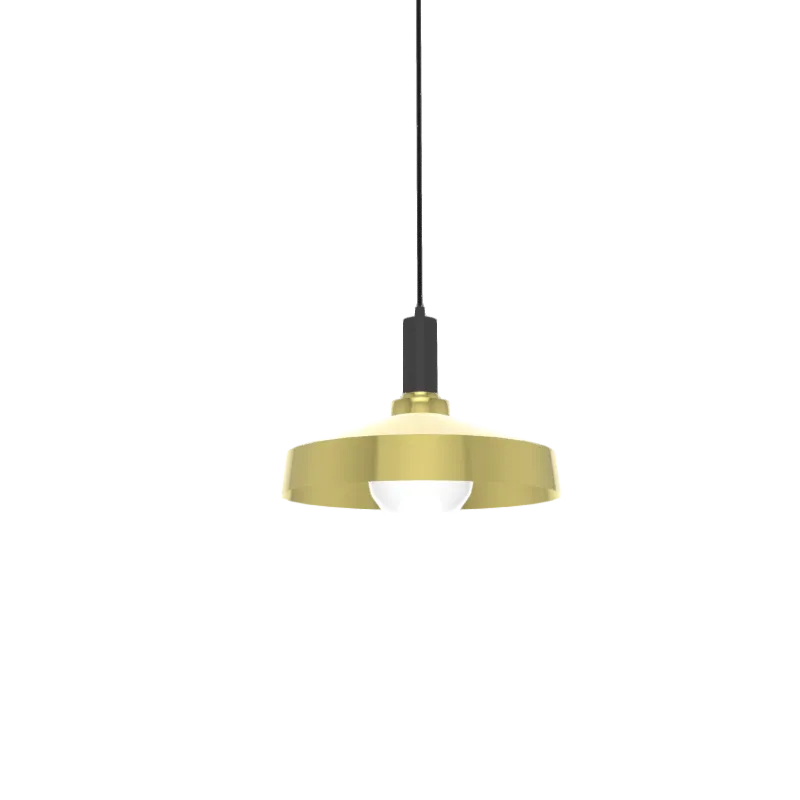 Single Pendant: Brass and Black with Industrial Brass Shade