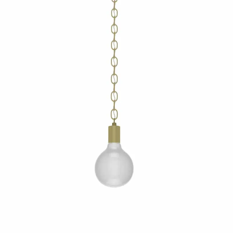 Single Pendant: Brass Chain with White Globe