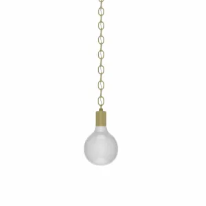Single Pendant: Brass Chain with White Globe