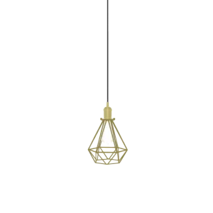 Single Pendant: Brass Diamond Cage with White Edison Bulb