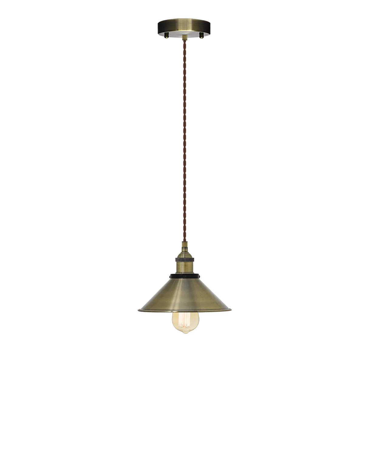 Single Pendant: Brown Twisted and Antique Shade