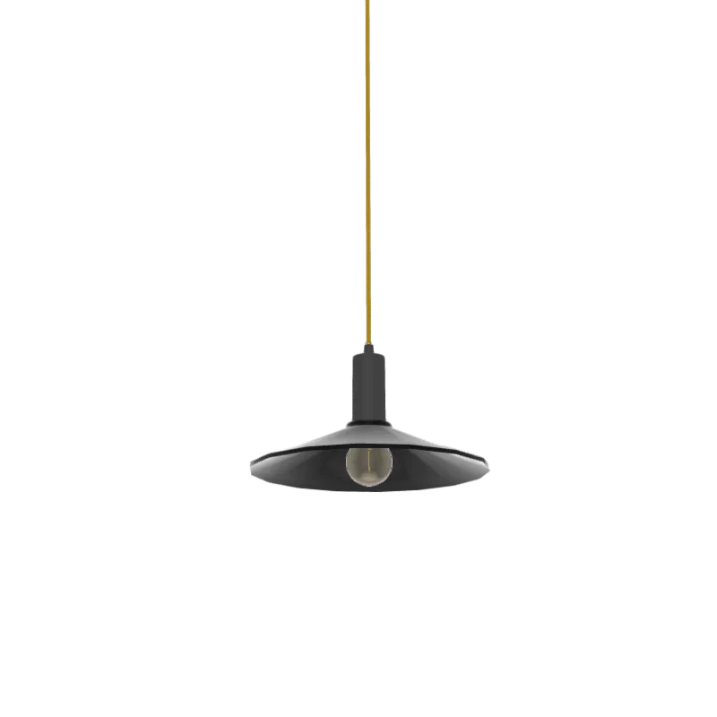Single Pendant: Gold with Flat Black Shade