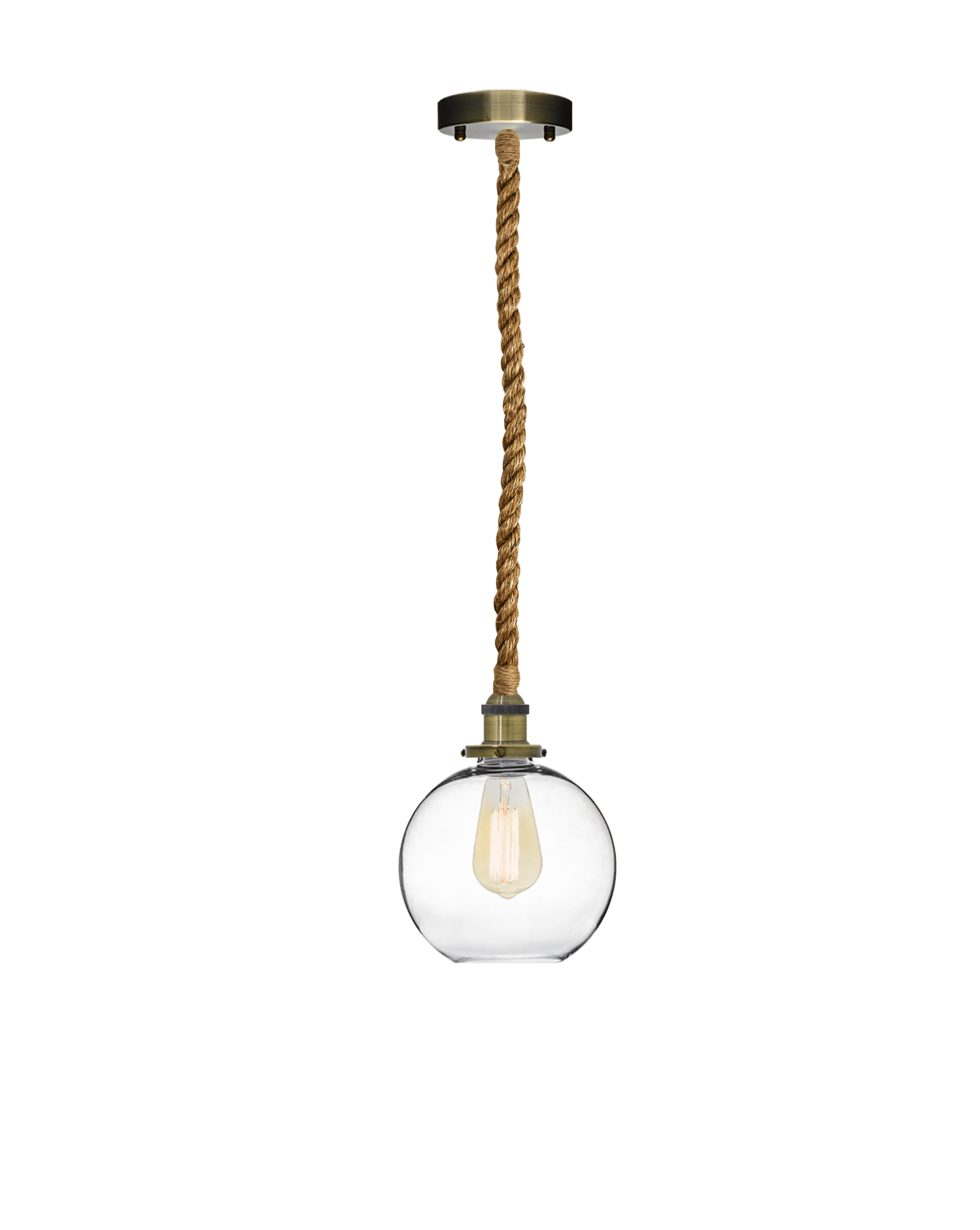 Single Pendant: Manila Rope and Glass Globe Shade