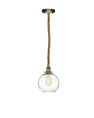 Single Pendant: Manila Rope and Glass Globe Shade